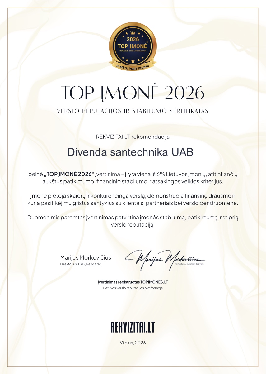 TOP ĮMONĖ 2026 sertifikatas